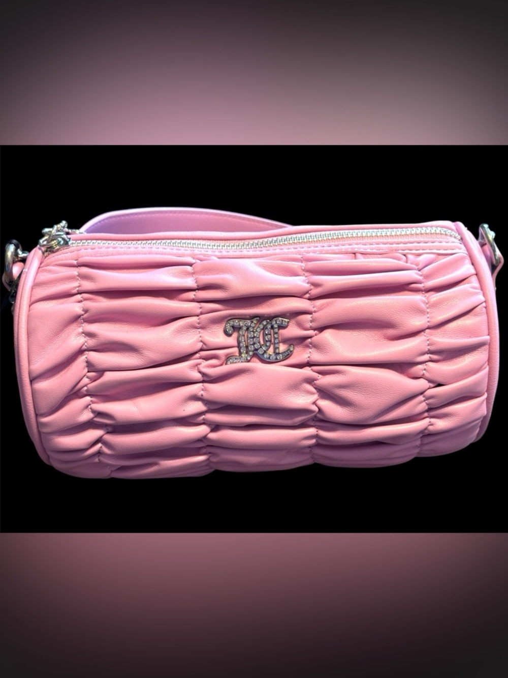 NWT•Juicy Couture Lavender Quilted Barrel shoulder Bag w/Crystal Logo